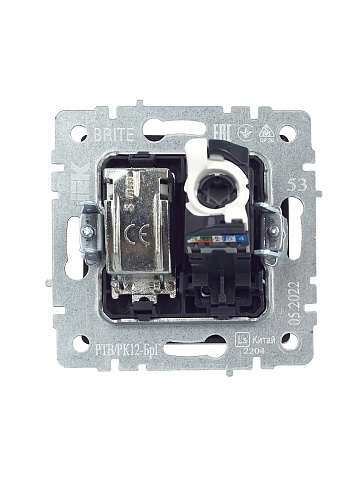 IEK BRITE Розетка двойная TV+RJ45 кат.5E РТВ/РК12-БрГ графит
