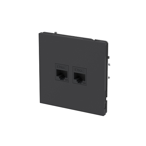DKC KANT Компьютерная розетка RJ-45 без шторки, кат.6А двойная, черный уголь