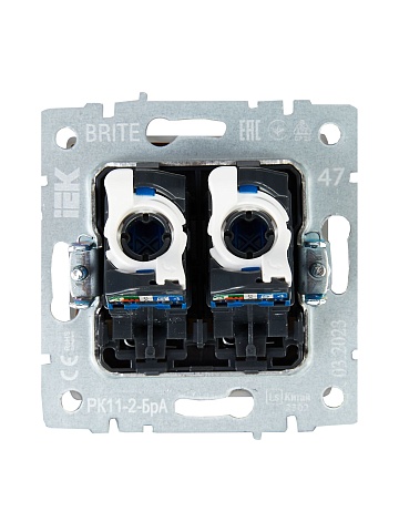 IEK BRITE BASE Алюминий Розетка комп. 2-ая RJ45 кат.6 РК11-2-БрА