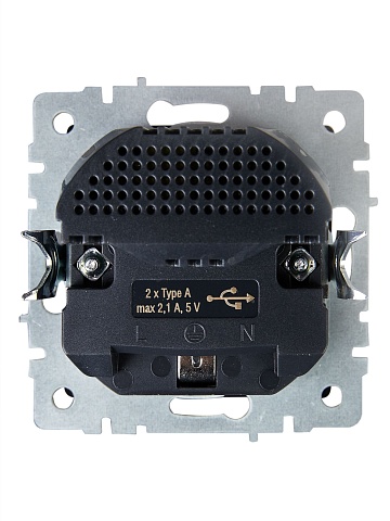 IEK BRITE Роз. с з/к/ш 16А с USB A+A 2,1А РЮш10-1-БрГ граф.