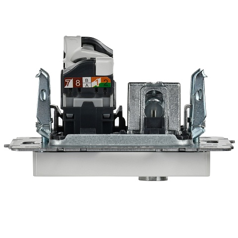 IEK BRITE Розетка двойная TV+RJ45 кат.5E РТВ/РК12-БрКр белый