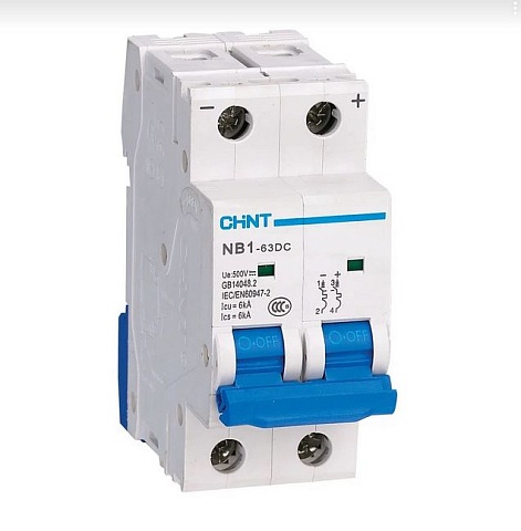 CHINT Авт. выкл. пос.тока NB1-63DC 2P C63A DC500В 6kA (R)