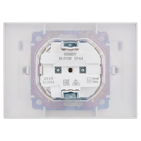IEK SKANDY Арктический белый Розетка 2-ая с/з с крышкой 16А в сборе IP44 SK-R12W