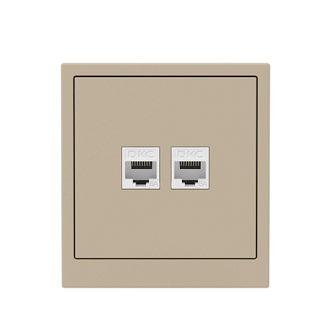 DKC KANT Компьютерная розетка RJ-45 без шторки, кат.6А двойная, ванильный марципан