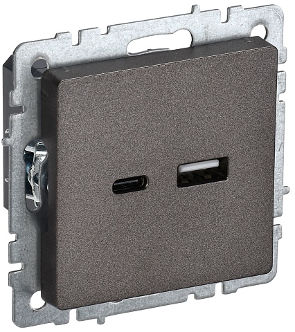 IEK BRITE Роз. USB A+C 18Вт РЮ11-1-БрТБ бр.