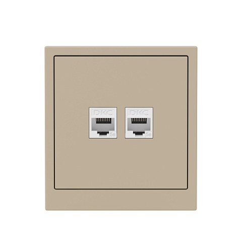 DKC KANT Компьютерная розетка RJ-45 без шторки, кат.5е двойная, ванильный марципан