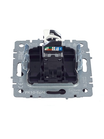 IEK BRITE Розетка компьютерная RJ45 кат.5E РК10-БрЧ черный