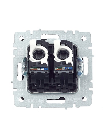 IEK BRITE Розетка компьютерная двойная RJ45 кат.5E РК10-2-БрГ графит