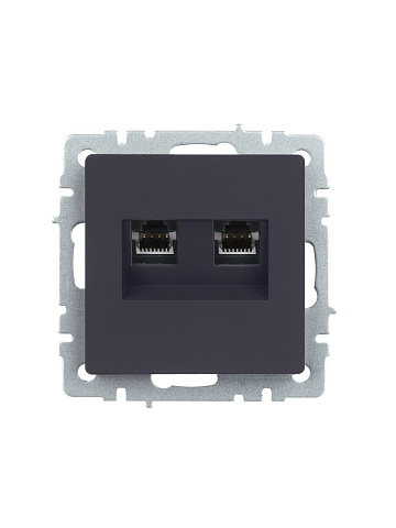 IEK BRITE Розетка компьютерная двойная RJ45 кат.5E РК10-2-БрГ графит