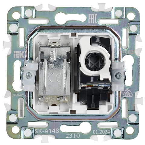 IEK SKANDY Серебряный Розетка двойная TV+RJ45 кат.5E SK-A14S
