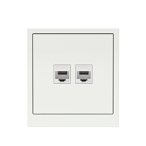 DKC KANT Компьютерная розетка RJ-45 без шторки, кат.6А двойная, белая магнолия