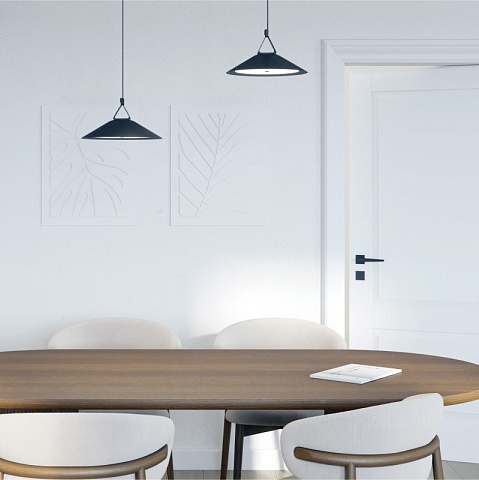 Denkirs DK5565-BK Трековый светильник Belty Flow со светодиодом d300mm H71mm 48V 12W 120° 3000K IP20 черный алюминий