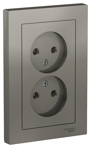 SE AtlasDesign Сталь Розетка б/з двойная, 16А, в сборе