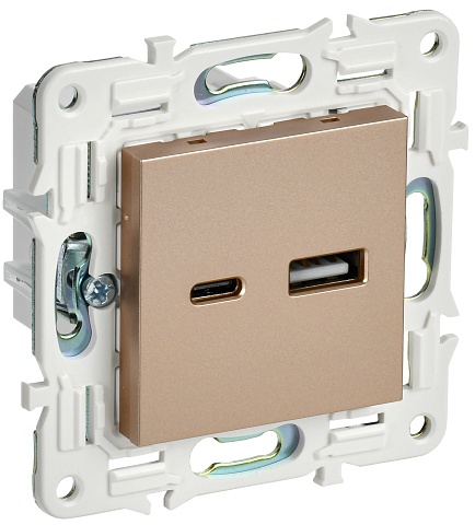 IEK SKANDY Песочный Розетка USB A+C 3,1А SK-R14Sa