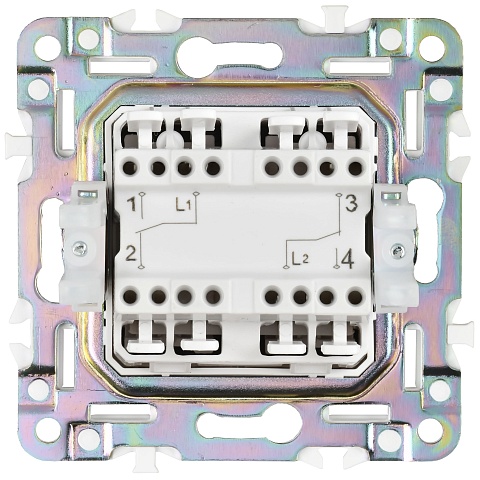 IEK SKANDY Никель Выключатель 2-клавишный проходной 10А SK-V05N