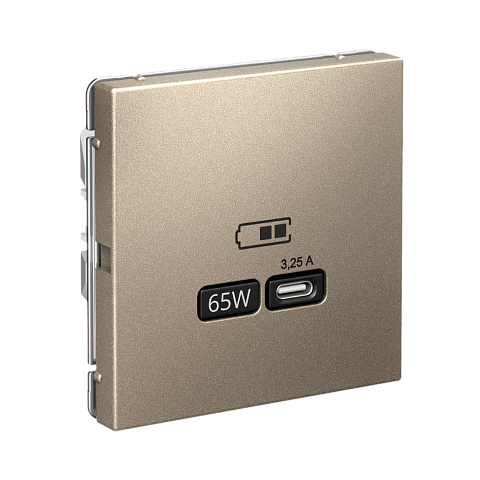 Systeme Electric ArtGallery Шампань USB Розетка тип-С 65Вт высокоскор.заряд. QC, PD, механизм