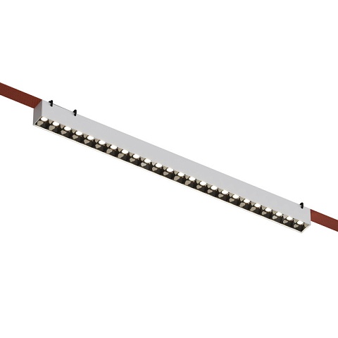 Denkirs DK5573-WB Трековый светильник Belty Grill со светодиодом L642mm H45mm 48V 24W 24° 3000K IP20 белый с черным алюминий