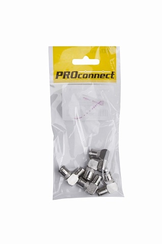 PROconnect Переходник антенный, (гнездо F - гнездо TV), угловой (5шт.) (пакет)