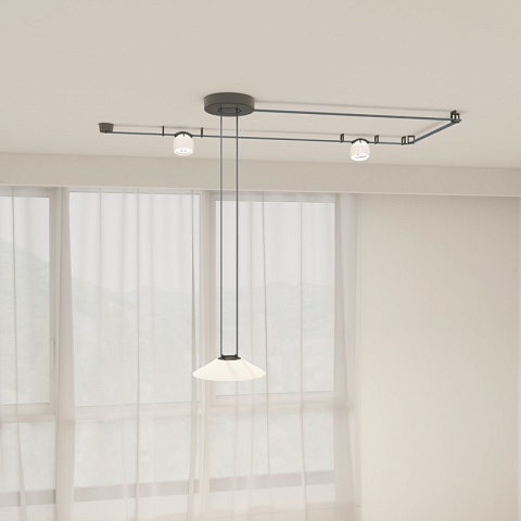 Denkirs DK5565-WH+BK Трековый светильник Belty Flow со светодиодом d300mm H71mm 48V 12W 120° 3000K IP20 белый с черным алюминий