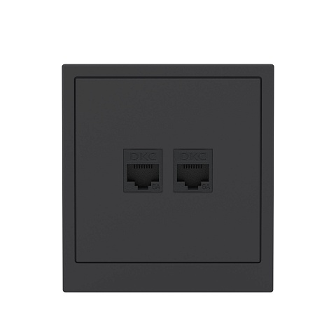 DKC KANT Компьютерная розетка RJ-45 без шторки, кат.6А двойная, черный уголь
