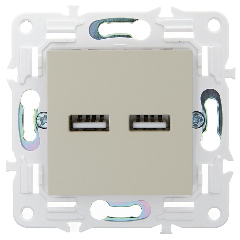 IEK SKANDY Бежевый Розетка USB A+A 3,1А SK-R15B