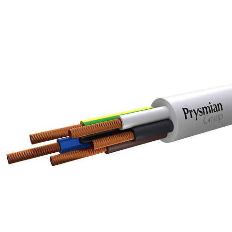 Кабель ПВС 5x0,75 мк (N, PE) (Белый РЭК-Prysmian)