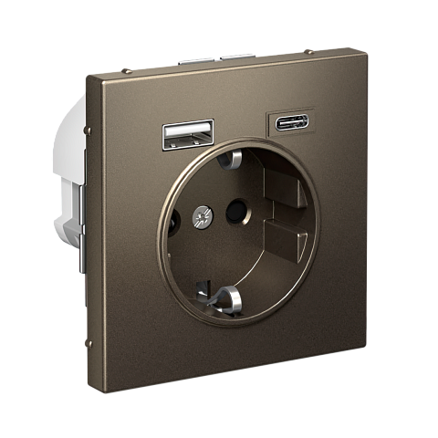 Systeme Electric ArtGallery Мокко Розетка 16А с 2 USB A+C, 5В/2,4А/3,0А, 2х5В/1,5А, механизм