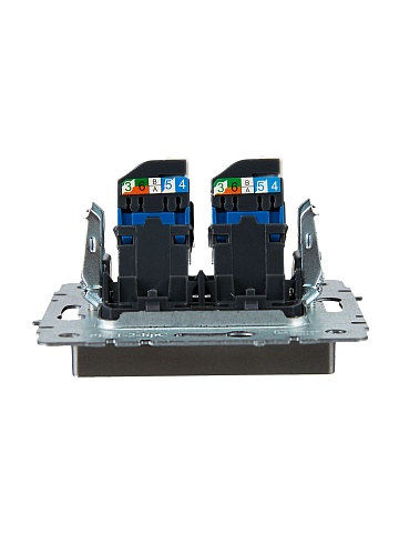 IEK BRITE BASE Сталь Розетка комп. 2-ая RJ45 кат.6 РК11-2-БрС