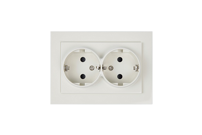 Jasmart G Слоновая кость Розетка с/з двойная со шторками 16A 250V~ 2P+T