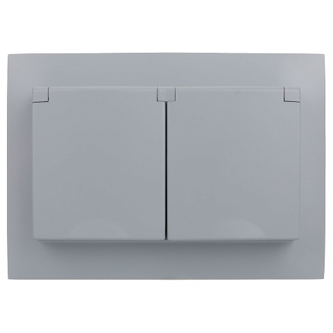 IEK SKANDY Серый Розетка 2-ая с/з с крышкой 16А в сборе IP44 SK-R12Gr
