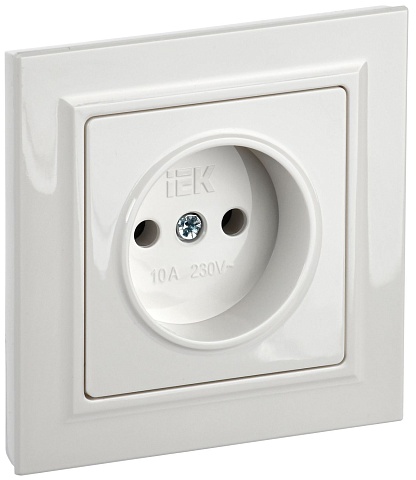 IEK BRITE Белый Розетка без з/к/ш 10А в сборе РСР10-1-0-БрБ