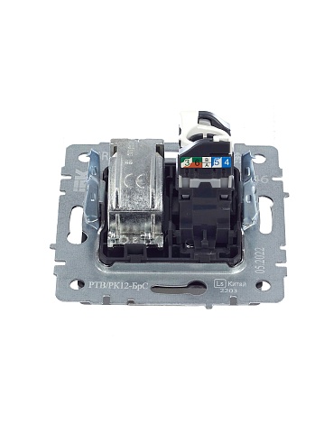 IEK BRITE Розетка двойная TV+RJ45 кат.5E РТВ/РК12-БрС сталь