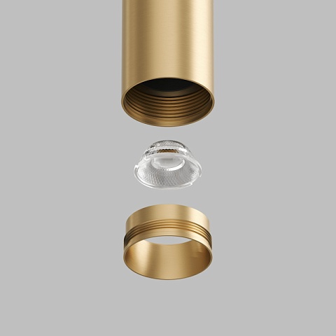 Denkirs DK5744-SB Светильник для трека SHINE SPOT со светодиодом, D40*H200
кабель 1500мм, 48V DC, 8W, RA≥90, 3000K, IP20, сатинированная латунь, алюми