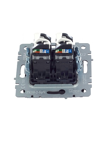 IEK BRITE Розетка компьютерная двойная RJ45 кат.5E РК10-2-БрЧ черный