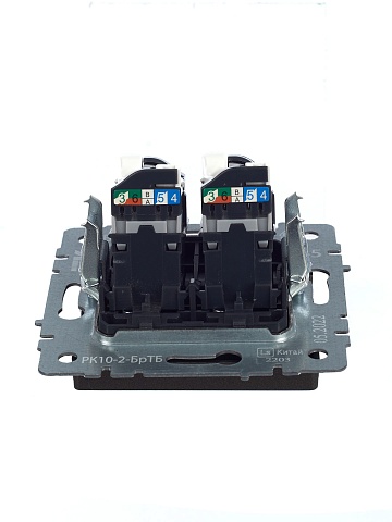 IEK BRITE Розетка компьютерная двойная RJ45 кат.5E РК10-2-БрТБ темная бронза