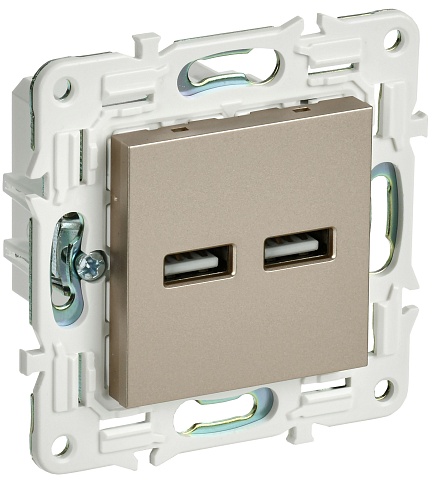 IEK SKANDY Шампань Розетка USB A+A 3,1А SK-R15Sh