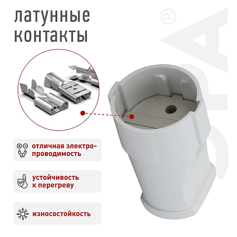 ЭРА Розетка Rx1-W кабельная без заземления прямая 10A белая