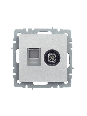 IEK BRITE Розетка двойная TV+RJ45 кат.5E РТВ/РК12-БрА алюминий