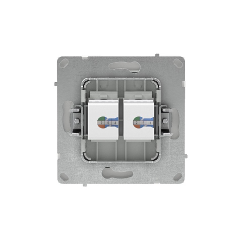 DKC KANT Компьютерная розетка RJ-45 без шторки, кат.5е двойная, белая магнолия