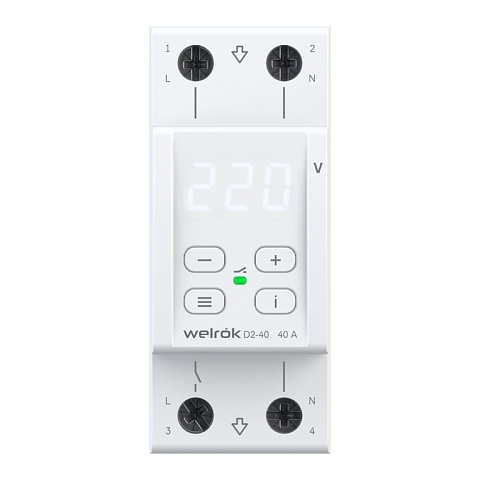Реле напряжения Welrok D2-40 40 А (max 50 A) 8 800 ВА