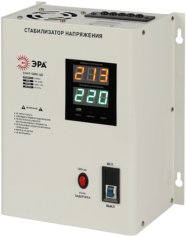 ЭРА Стабилизатор напряжения СННТ-5000-ЦБ настенный ц.д. 140-260В/220/В 5000ВА белый