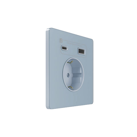 Systeme Electric Systeme Infinity Стальное небо Розетка с заземлением со шт. с USB А+С 20Вт