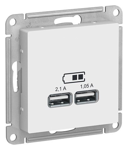 Systeme Electric AtlasDesign Лотос Розетка USB A+A, 5В/2,1 А, 2х5В/1,05 А, механизм