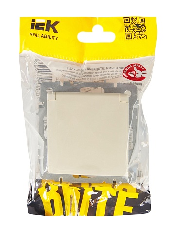 IEK BRITE Розетка 1-местная с заземлением с защитными шторками и крышкой 16А IP20 РСбш10-3-БрКр бежевый