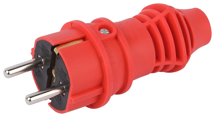 ЭРА Вилка VX13-R-IP44 каучуковая c заземлением 16А IP44 прямая красная
