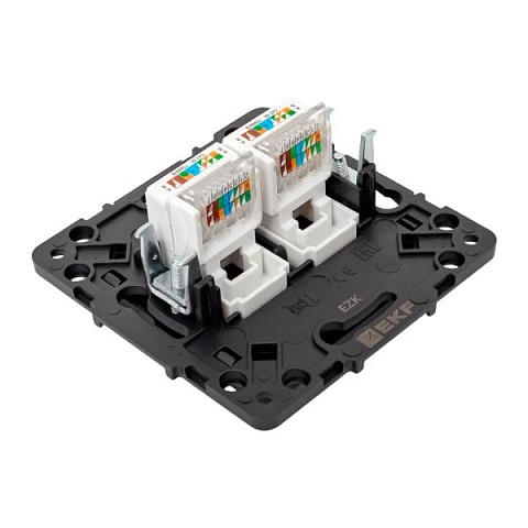 EKF Стокгольм Механизм Розетки RJ-45 2-местной черный.