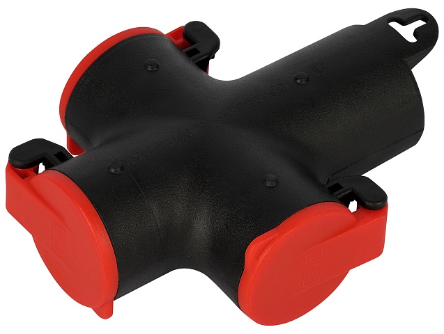 Колодка ЭРА KB-3e-R-IP44 с заземлением 3 розетки 16A IP44 красная
