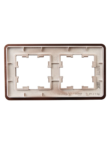 IEK BRITE DECOR Коричневый металл скругл.угол Рамка 2-мест. РУ-2-1-Бр RE AL