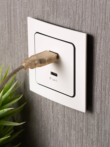 EKF PROxima Стокгольм Белый Розетка с 2 USB type A+C