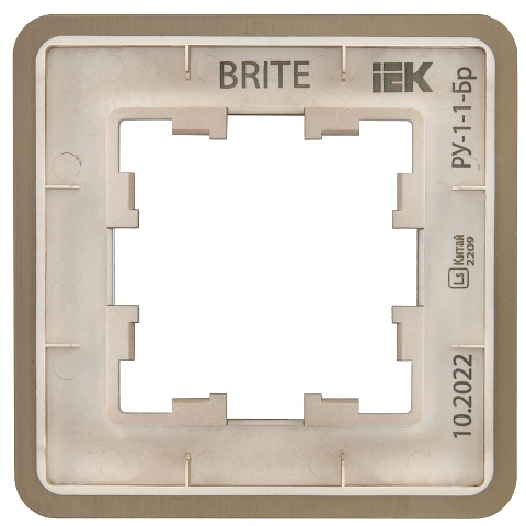 IEK BRITE DECOR Латунь металл. скругл.угол Рамка 1-м РУ-1-1-Бр RE